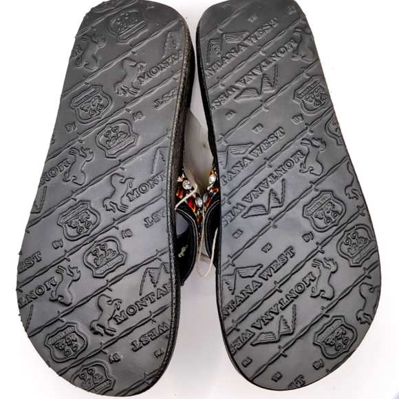 NWT Montana West Black Jeweled Cross Decor Bling Sandals - Size 7 - Picture 11 of 14